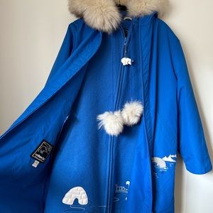 Vintage 70s Northern Sun Inuit Parka with Fur Trim and Waterproof Shell Size 16